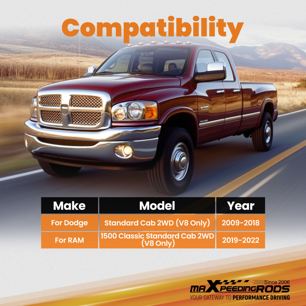 2 Lowering Springs Front Kit compatible for Dodge RAM 1500 2WD V8 Standard Cab 2009-2022